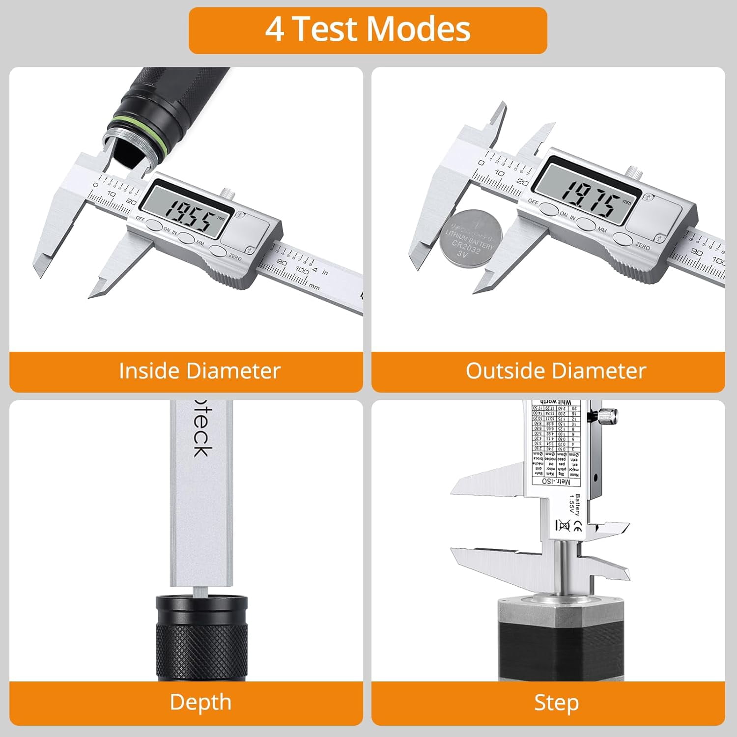 4 inch/100mm Digital Caliper, Stainless Steel Electronic Calipers Measuring Tool inch/mm Conversion, Large LCD Screen