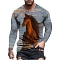 thumbnail image 7 of Men Clearance LYXSSBYX Mens Shirts Long Sleeve T Shirts Horse Retro 3D Printing Round Neck Long-sleeved Men's Spring and Autumn T-shirt, 7 of 7