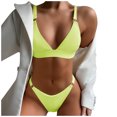 thumbnail image 2 of Women's Bikini Set Solid Color Two Piece Casual Sexy Swimsuit Fashion Beachwear for Vacation Pool Party,Green,L, 2 of 6