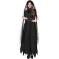 thumbnail image 3 of Women Halloween Gothic Bride Black Bridal Dress Halloween Party Costume Cosplay, 3 of 7