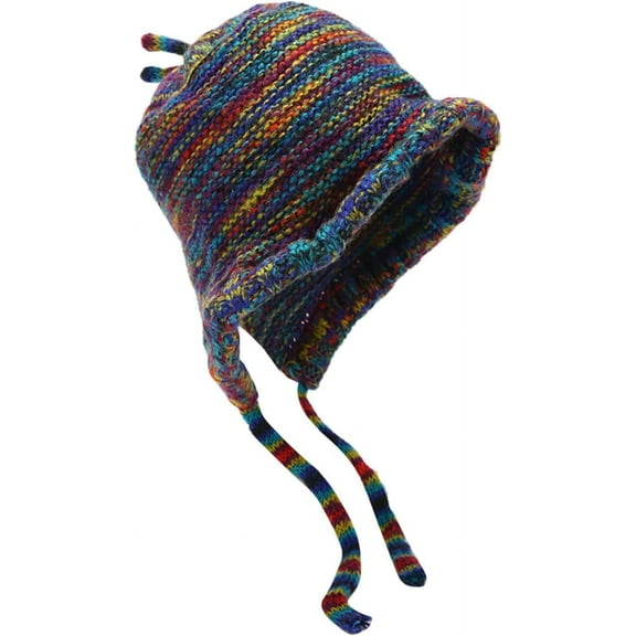 YooGuoGuo Womens Peruvian Knit Hat with Ear Flaps for Ladies Warm Striped Beanie Hat Snow Ski Hat for Winter