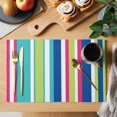 thumbnail image 2 of Blue Green Striped Placemats Set of 6 Geometric Abstract Art Aesthetic Place Mats Indoor Wipeable Table Mats Washable Cloth Dining Table Placemats for Kitchen Holiday Party Home Decor 13x19 Inch, 2 of 9