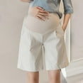 thumbnail image 2 of Hinvhai Maternity Athletic Shorts, Adjustable Waistband Pregnancy Lounge Shorts Active, Loose Maternity Shorts Beige M(M), 2 of 6
