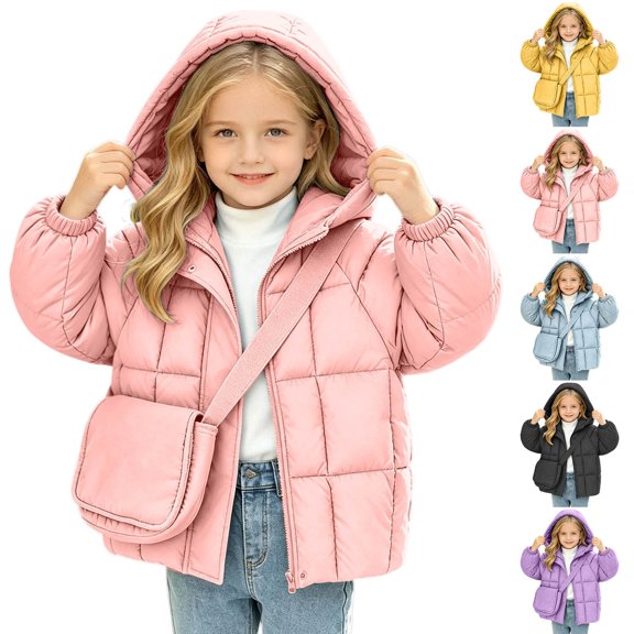 Liyamei Kids Hooded Padded Jacket with Zipper for Winter Lightweight Outdoor Wear Size 2-3 Years
