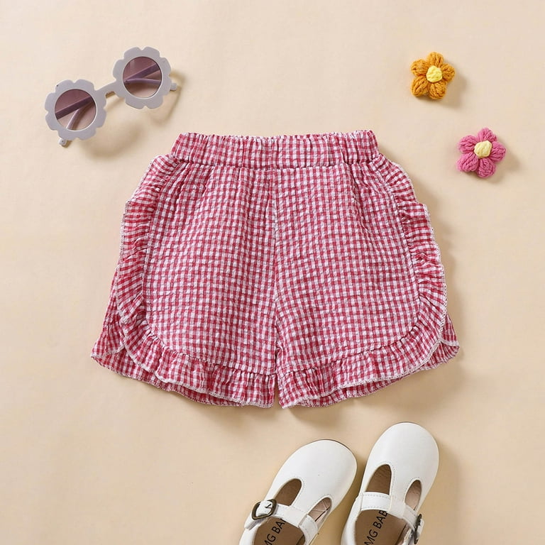 Kids Boys Plaid Pajama Shorts Elastic Waist Knot Front Cute Pj