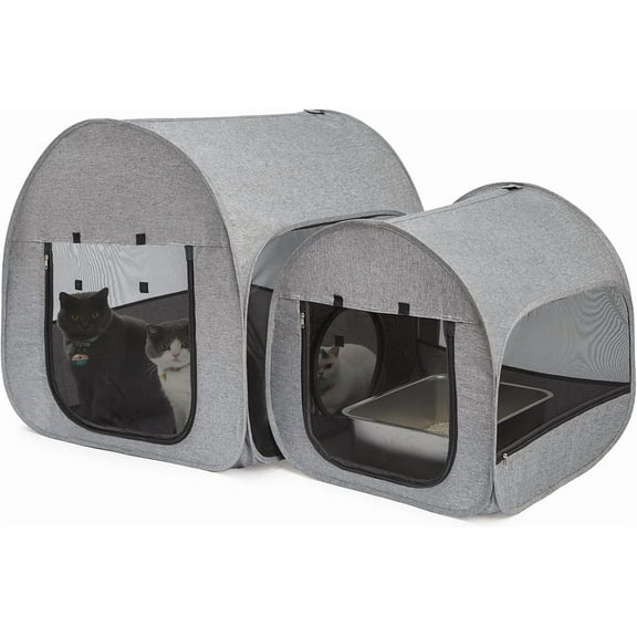 Portable Cat Playpen, Delivery Room, Enclosure, Postoperative Recovery, House Design for Better Standing, Foldable Pet Tent for Indoor and Outdoor Use, Cat Houses & Condos Dark Gray
