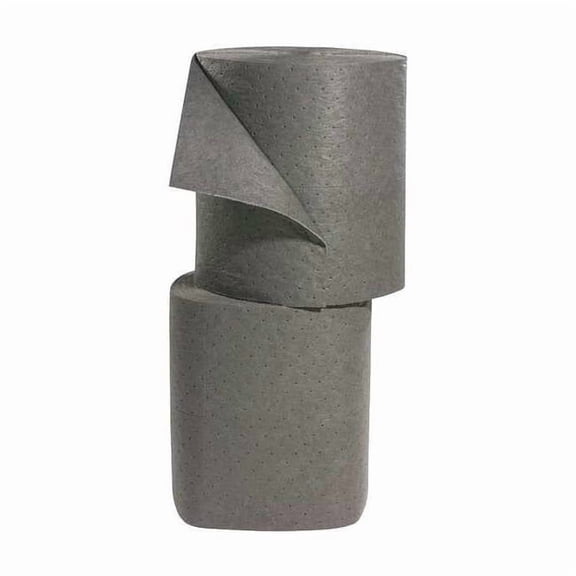 Sorbent Roll, 25 gal, 15 in x 150 ft, Universal, Gray, Polypropylene