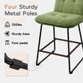 thumbnail image 4 of HomeZeer Counter Height Bar Stools Set of 3, 26" Velvet Fabric Bar Stools with Back & Footrest, Modern Upholstered Wide Seat Bar Chairs with Metal Legs for Kitchen Island, Green, 4 of 10