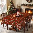 thumbnail image 3 of Nanqianyi Red Green Plaid Christmas Tablecloth 60"x70",Waterproof Stain Resistant Snowflake Table Cover, 3 of 7