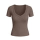 thumbnail image 5 of Camisas de Manga Corta para Mujeres Casual con Cuello en V Plisado, Camisetas de Color Sólido para Primavera Verano, 5 of 6