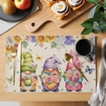 thumbnail image 2 of Watercolor Floral Gnomes Placemats Set of 12, Spring Garden Butterflies Beige Placemats for Dining Table, Place Mats for Kitchen Tabletop, Waterproof Wipeable Dining Table Mats Set, 2 of 9