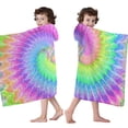 thumbnail image 4 of Colorful Tie Dye Pattern Hooded Bath Towel，60"x35" for Ages 3 To 12 Kids, Quick Dry Lightweight Soft Microfiber Hood Beach Towel Cover Up for Kids, 4 of 7