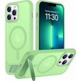 thumbnail image 1 of Funda con Soporte Magnético invisible, Delgada Mate, para iPhone 13 Pro Max, Verde Claro, 1 of 7