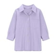 thumbnail image 6 of Posijego Girls Button down Shirts Cotton Linen Long Sleeve Tops Collared Casual Blouses Shirts with Pocket, 6 of 6