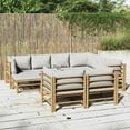 thumbnail image 1 of vidaXL 10 Piece Garden Lounge Set with Light Grey Cushions Bamboo, 1 of 5