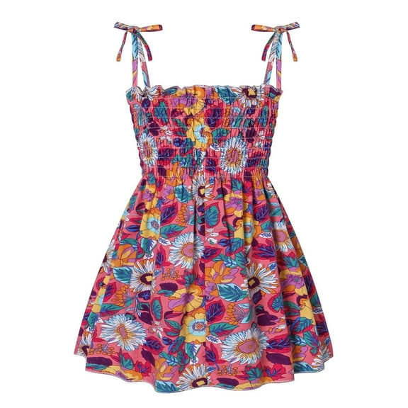 Odeerbi 2025 Summer Toddler Baby Girls' Sleeveless Suspender Dress Floral Children's Clothing
