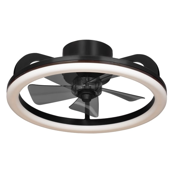 Mainstays 18-Inch Black Low-Profile DC Ceiling Fan with Integrated LED Light, Remote Control, 6 Speeds
