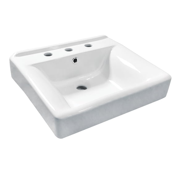 Kingston Brass EV2018W38 Concord 20-Inch Ceramic Console Sink Basin Only (8-Inch, 3-Hole) in White