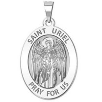 Picturesongold.Com Saint Uriel - Oval Religious Medal - 3/4 inch x 1 inch in Sterling Silver