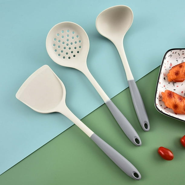 Set 12 Ustensiles Cuisine Silicone Antiadhérent – Poignées Bois + Accessoires Cuisson & Pâtisserie – Résistant Chaleur - Maison