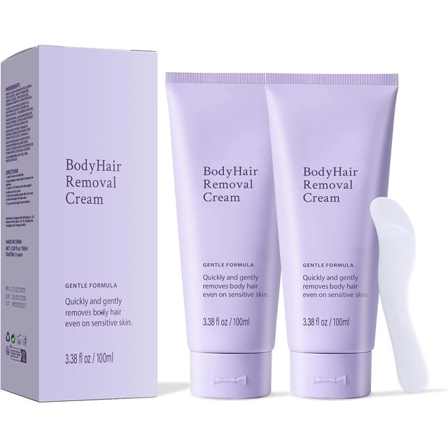 2PCS Crema Depilatoria para Mujeres y Hombres, Crema para Depilar para Vello No Dese, Suave Gel Depilatorio, Sedosa de Efecto Duradero, para Axila/Pierna/Bikini, Todo Tipo de Piel, 100ml*2
