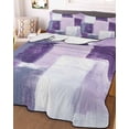 thumbnail image 2 of Quilts Queen Size, Purple Grey White Soft Comforter Bedding Set for Bed, Abstract Modern Oil Painting Geometric Lightweight Quilted Bedspread with Pillow Cover(2 Pieces) for All Season, 90x96 Inch, 2 of 6