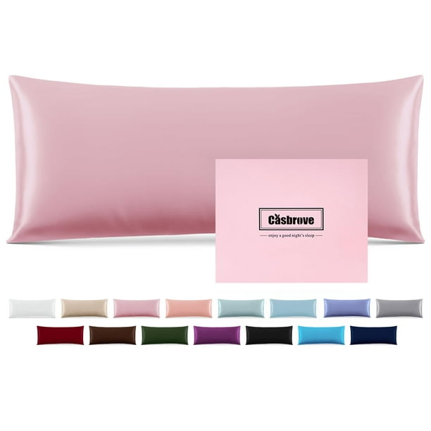 Funda para Almohada Corporal de Seda Casbrove, Seda de Morera, 20x54 cm, Rosa