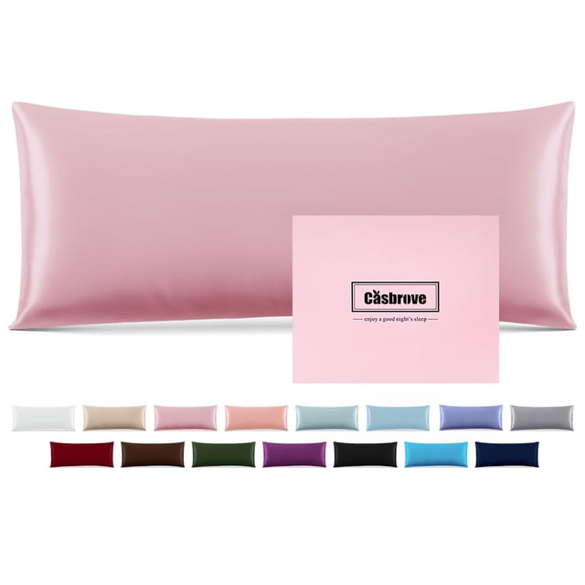 Funda para Almohada Corporal de Seda Casbrove, Seda de Morera, 20x54 cm, Rosa