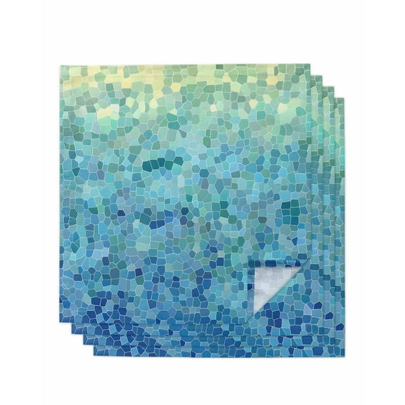 nqOlkjepod Turquoise Blue Teal Cloth Napkins Set of 4 Reusable Dinner Napkins, Chic Stained Glass Texture Aesthetic Cocktail Napkin Washable Table Napkins for Wedding/Party/Baby Shower 20"x20"