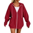 thumbnail image 5 of Fesfesfes Women's Corduroy Zip Up Hooded Jacket, Long Sleeve Drawstring Hoodie with Pockets, Casual Winter Fall Spring Outerwear, Warm Loose Fit Sweatshirt Coat, 5 of 6