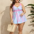 thumbnail image 5 of YABCSAZ Women鈥檚 Bathing Suit Summer Printed Casual Loose Suits Sling Strappy Back Athletic Swimwear with Shorts Two Piece Plus Size Tankini Swimsuits, 5 of 5
