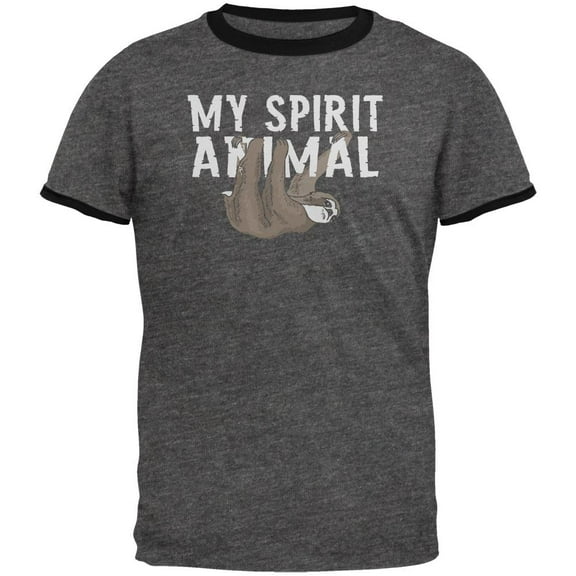Sloth is My Spirit Animal Mens Ringer T Shirt Dark Heather-Black X-LG