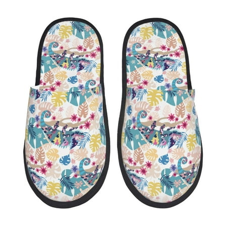 

Tideii Colorful Chameleons for Home Indoor Cotton Slippers Autumn and Winter EVA Plush Slippers Household Supplies Unisex-Medium