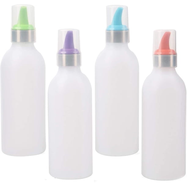 Botella de plástico para condimentos, botellas de plástico con tapas y puntas de colores, perfectas para condimentos, salsas, barbacoas, aderezos, jarabes, artes y