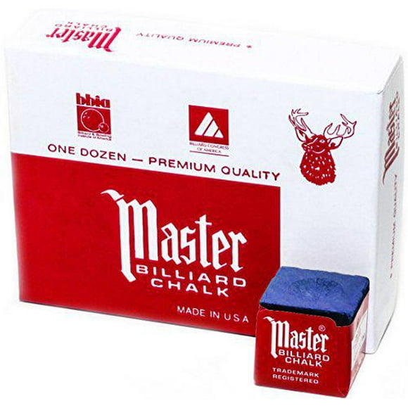 Master Billiard/Pool Cue Chalk Box, 12 Cubes, Blue