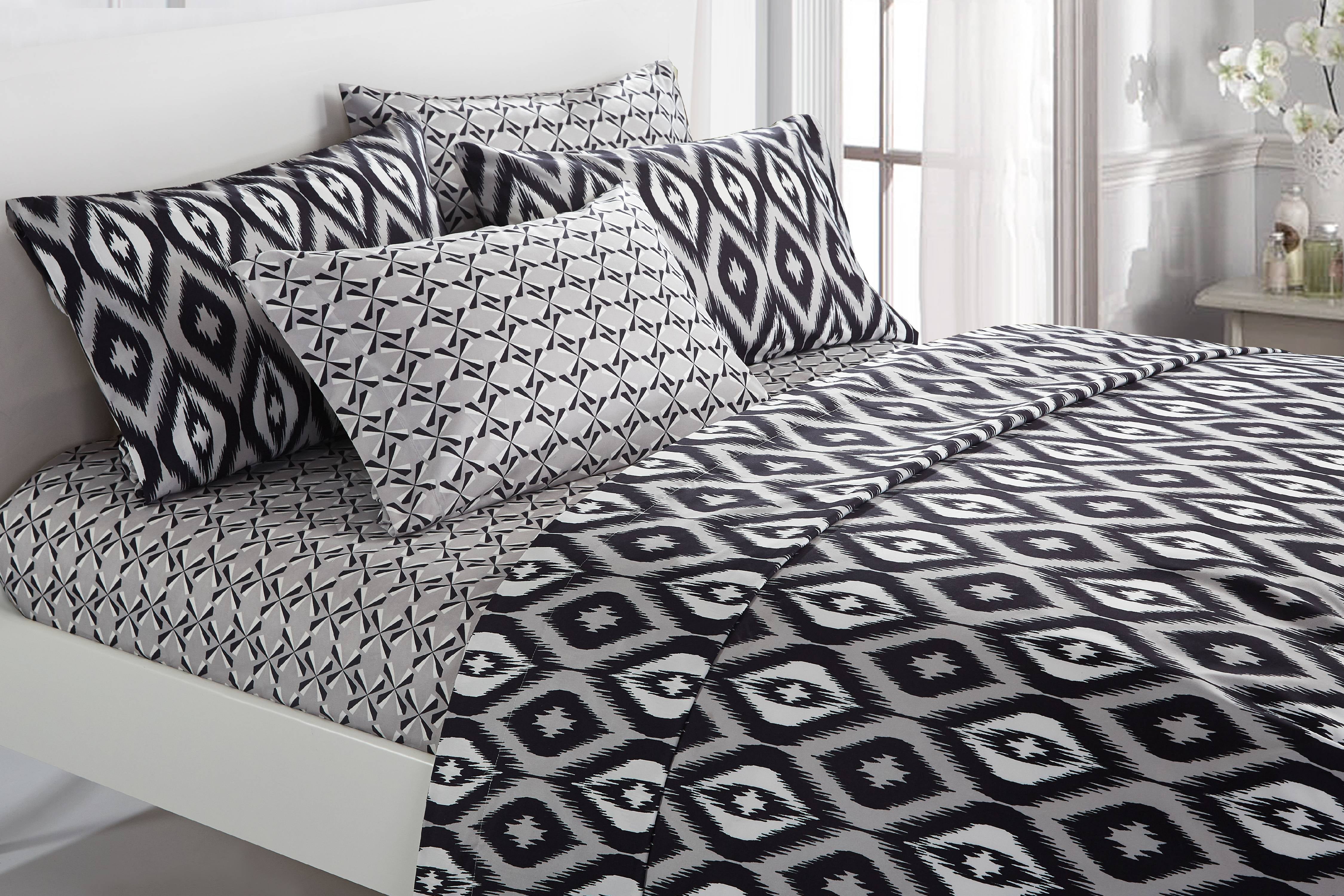 Chic Home Jamie 6Piece Geometric Sheet Set, Queen, Black