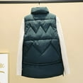 thumbnail image 5 of Black and Friday Clothing Sales Idoravan Quilted Vests for Women Clearance Women Pocket Vest Coat Short Jacket Winter Sleeveless Turn Down Collar Zipper Solid Outerwear Green XXL, 5 of 5