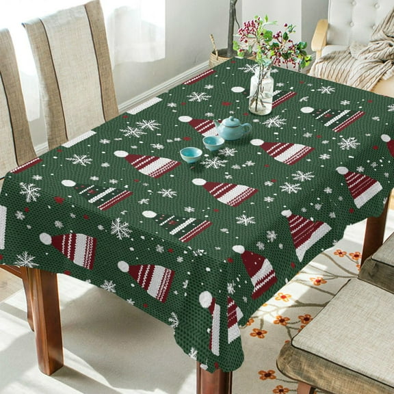 Yayeee Tablecloths 54" x 54" Rectangle Wrinkle Resistant Party Table Cover, Christmas Hats