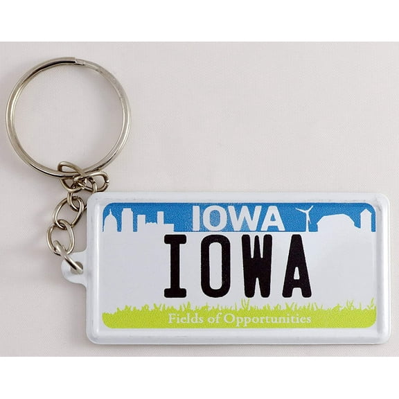 Iowa License Plate Aluminum Ultra-Slim Rectangular Souvenir Keychain