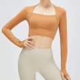 thumbnail image 4 of Traje de Yoga y baile para mujer, Top deportivo con almohadilla en el pecho, camisa de manga larga, Pra Speed Up, corto, elegante, cinturón pequeño para gimnasio, 4 of 5