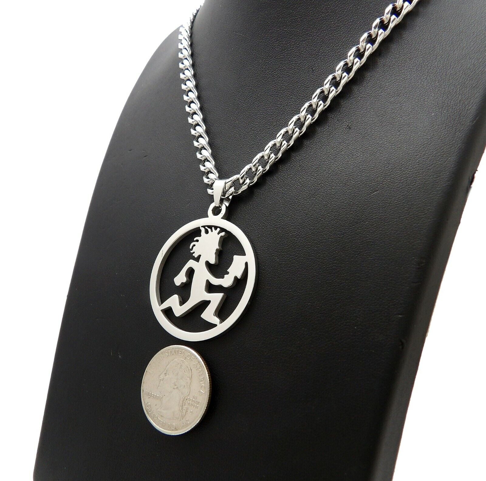 HIP HOP ICED SILVER PLATED HATCHET MAN PENDANT & 6mm 24