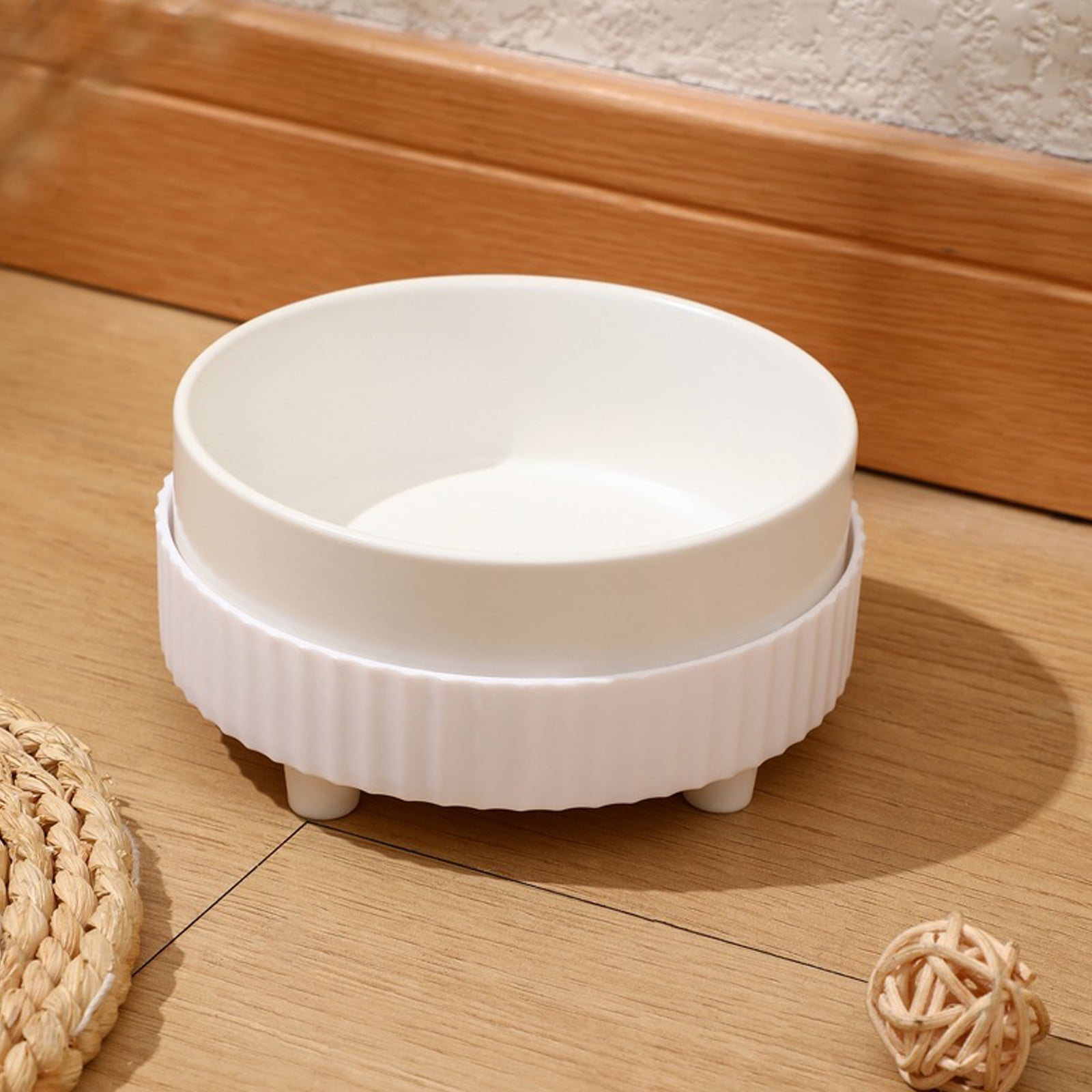 BELOWSYALER USB Heated Double Bowls for Pet Drinking Feeding Ceramic Food Feeder Water Bowl for Cold Weather Cats Food Warmer