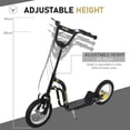 thumbnail image 3 of Youth Scooter Kids Kick Scooter with 12" Inflatable Wheels Adjustable Handlebar for Boys Girls Ages 6+, Black, 3 of 8