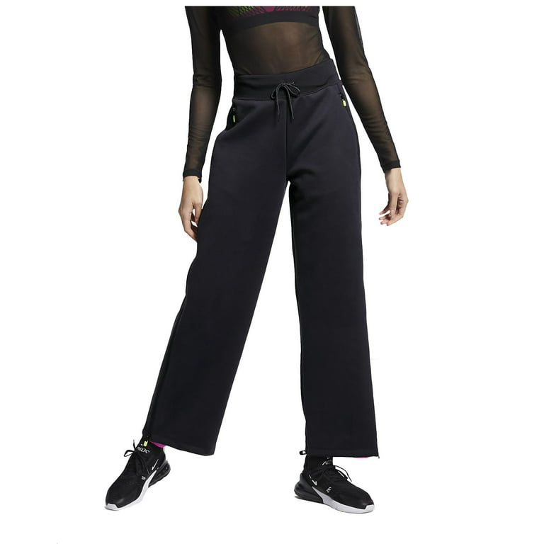 Nike Women's Tech Pack Sportwear Loose Fit Workout Side zip Pants  (Black/Hyper Pink, Large) 
