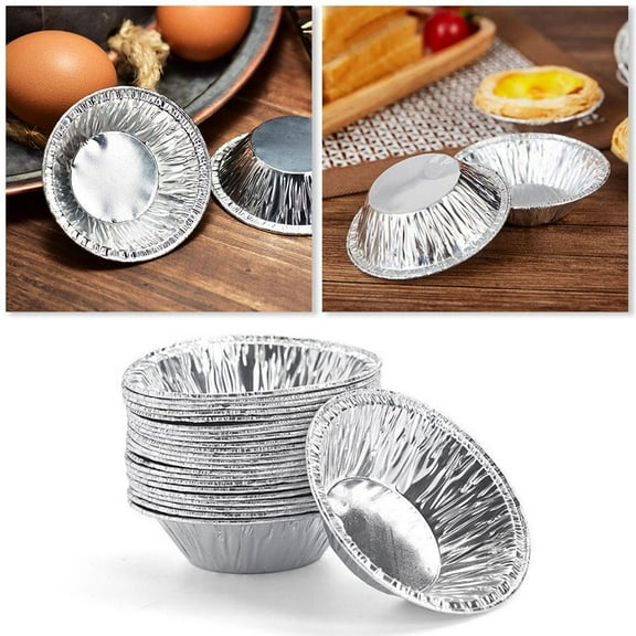 FurNest 100pcs/Set Disposable Aluminum Foil Tart Pan Mini Pot Tart Pie Tin Pla