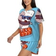 thumbnail image 2 of Naloa Sushi Salmon Surfing Women's Short-Sleeved Pajama Set, Loungewear, Summer pajamas, Breathable Cozy - Small, 2 of 9