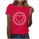 thumbnail image 3 of Pantalones Cortos para las Mujeres Sexy Impreso Suéter Superior, Día de San Valentín Casual Cuello Redondo Blusa Tee, 3 of 5