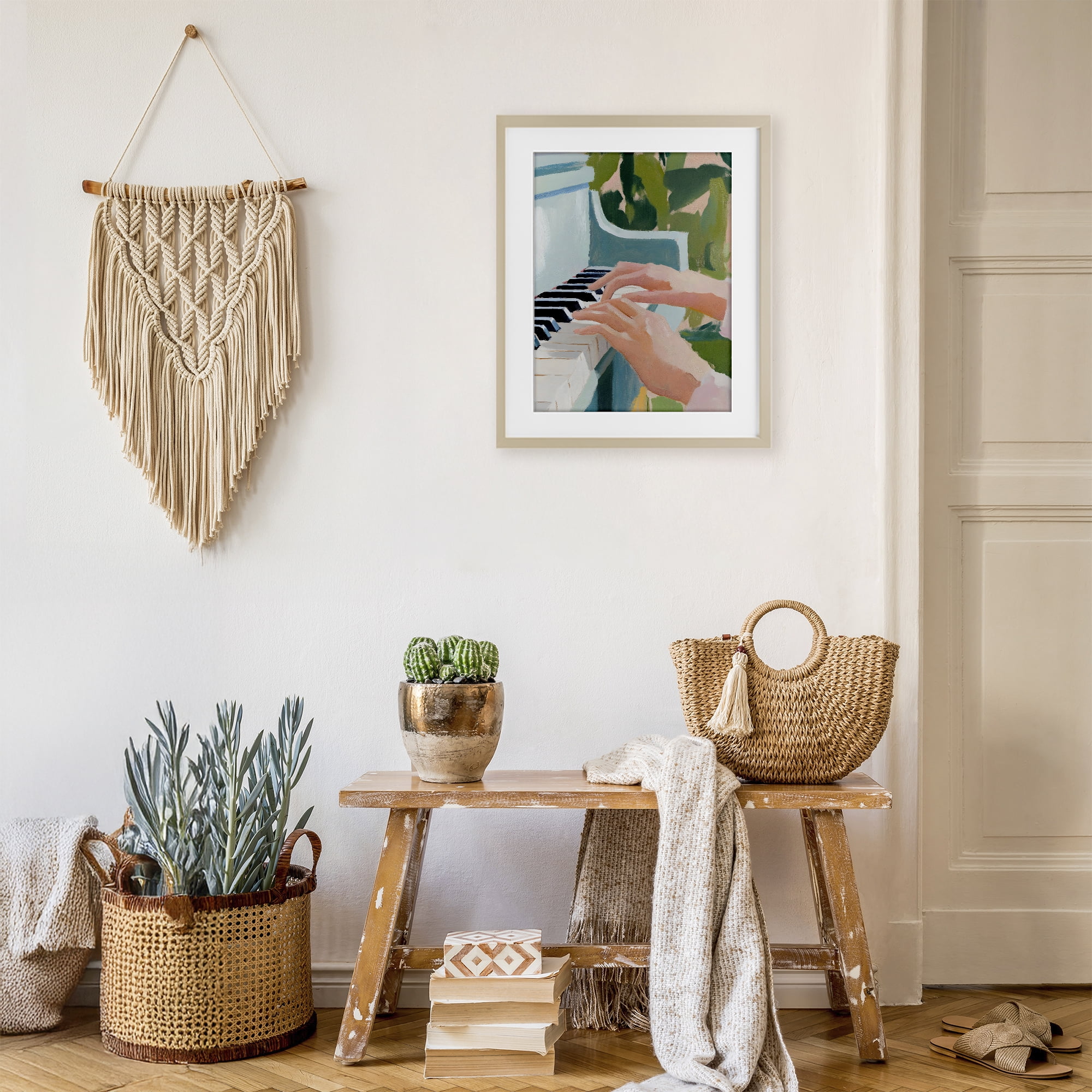 Stupell Industries Piano Hands in Sunlit Space Birch Framed Print Under Glass, design by The Prints Vibe