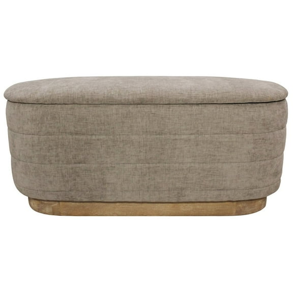 Jackie Storage Bench in Contemporary Slate Multi-Weave Fabric on Solid Wood Base