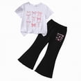 thumbnail image 4 of HCNTES Kids Girls 2 Piece Outfit Short Sleeve Round Neck Top Loose Fit Pants Casual Little Girl School Clothing Spring Summer 3-7T(F02-E,5-6 Years), 4 of 4